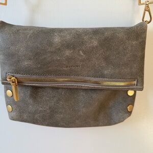Hammitt Gray and Gold Clutch with Modern Minimalist Design
